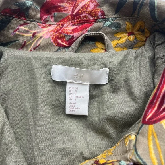 H&M Floral Utility Jacket Women’s Size 8 - Picture 5 of 15